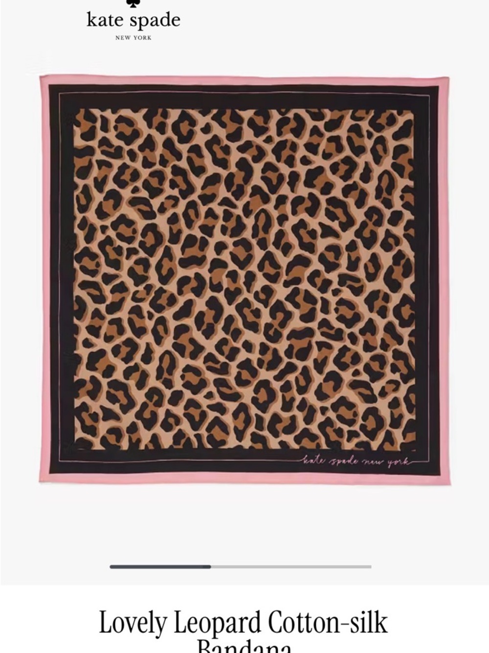 Kate Spade NIP Leopard Print Pink-Trim Square Scarf - Women Accessories - Picture 2 of 6